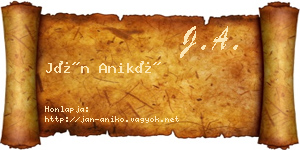 Ján Anikó névjegykártya